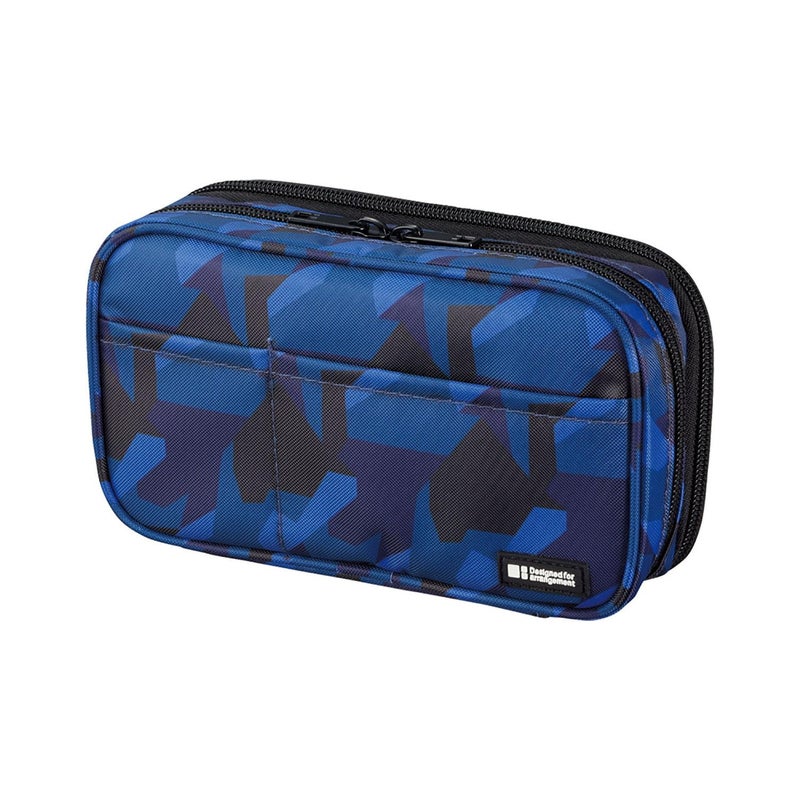 LIHIT LAB Large Capacity Double Zipper Pencil Case For School Office College, Big Capacity 6 Compartments Pencil Bag Holder Adults Teen Boys Girls, Travel Cosmetics Storage, Navy Camo (A7555-132) - Image 1